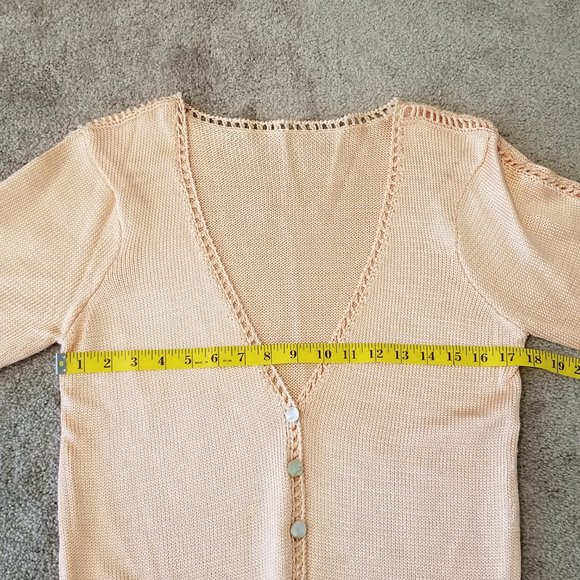 Vintage Peach Handknit Cardigan Sweater, Size S/M - Picture 8 of 14